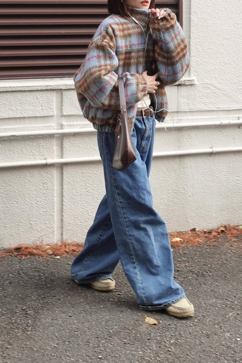 シャギーチェックブルゾン