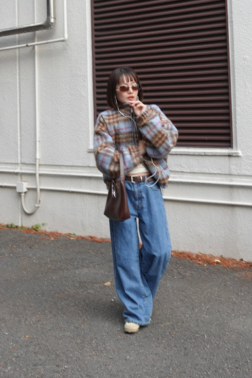 シャギーチェックブルゾン