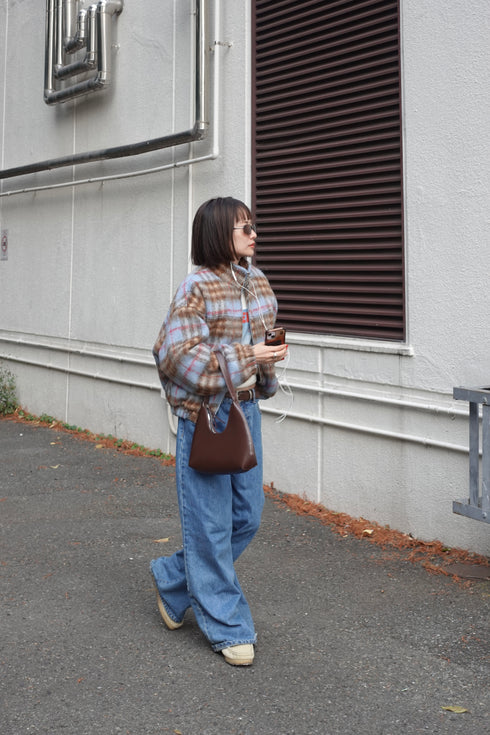 シャギーチェックブルゾン