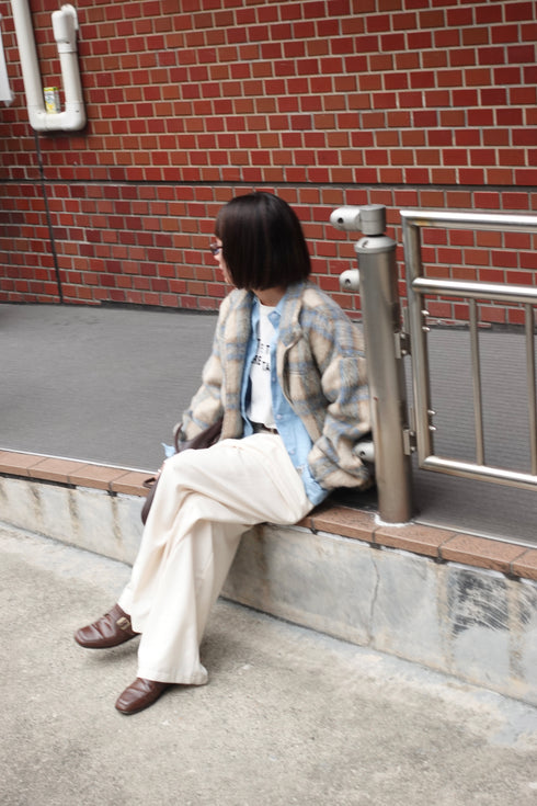 シャギーチェックブルゾン