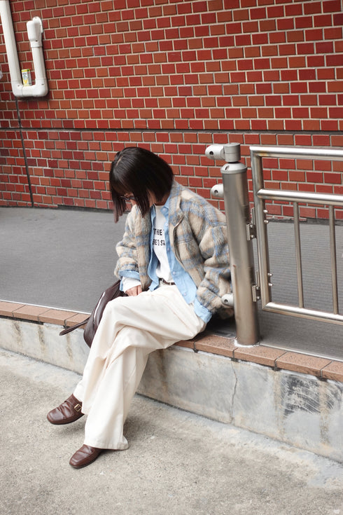 シャギーチェックブルゾン