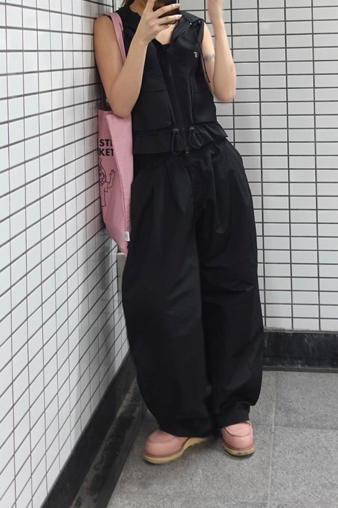 ダブルジップノースリパーカー