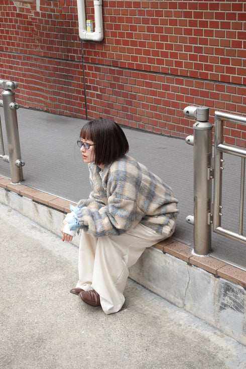 シャギーチェックブルゾン