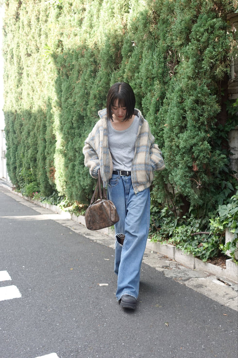 シャギーチェックブルゾン