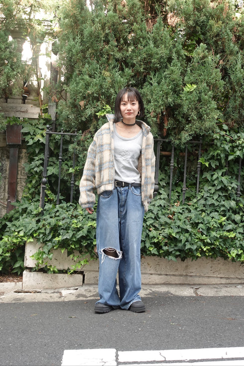 シャギーチェックブルゾン