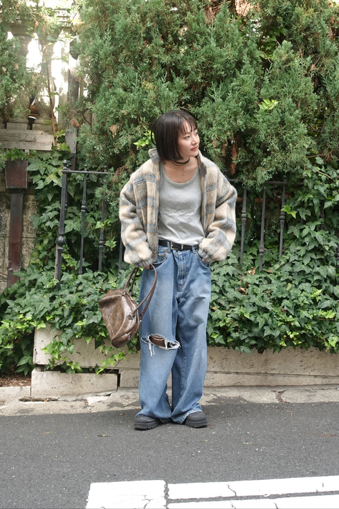 シャギーチェックブルゾン