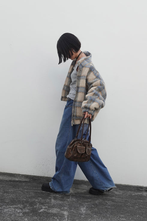 シャギーチェックブルゾン