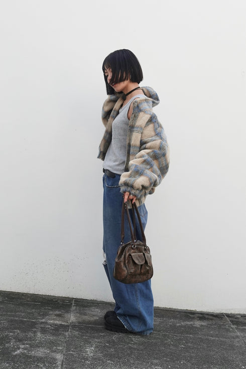 シャギーチェックブルゾン