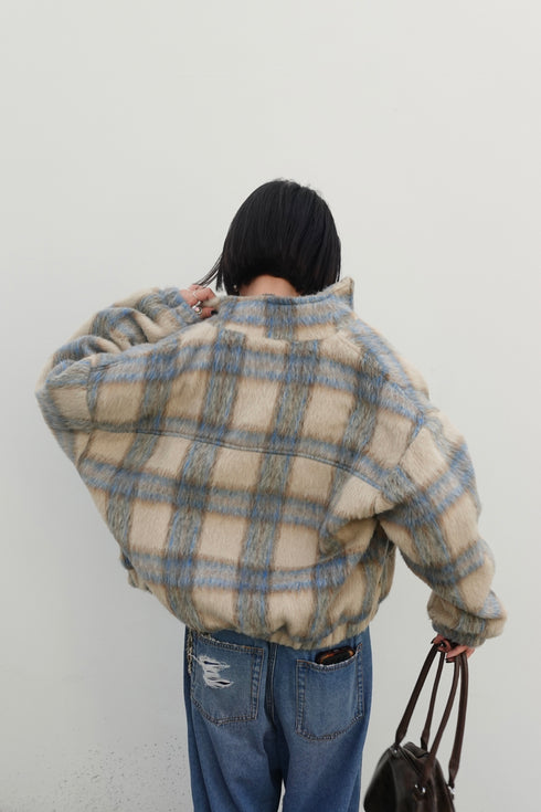 シャギーチェックブルゾン