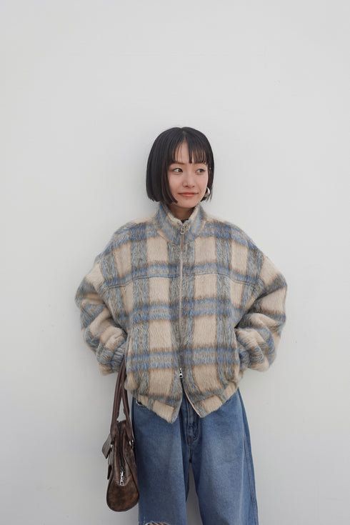 シャギーチェックブルゾン