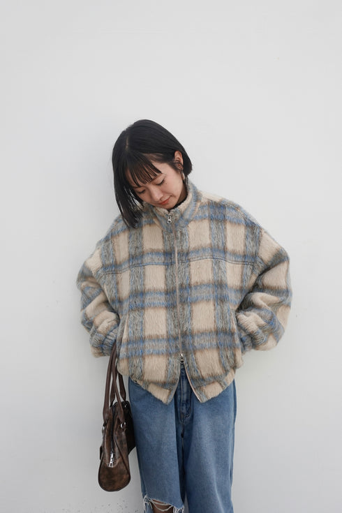 シャギーチェックブルゾン