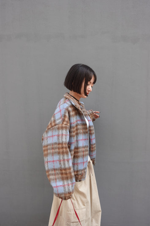 シャギーチェックブルゾン