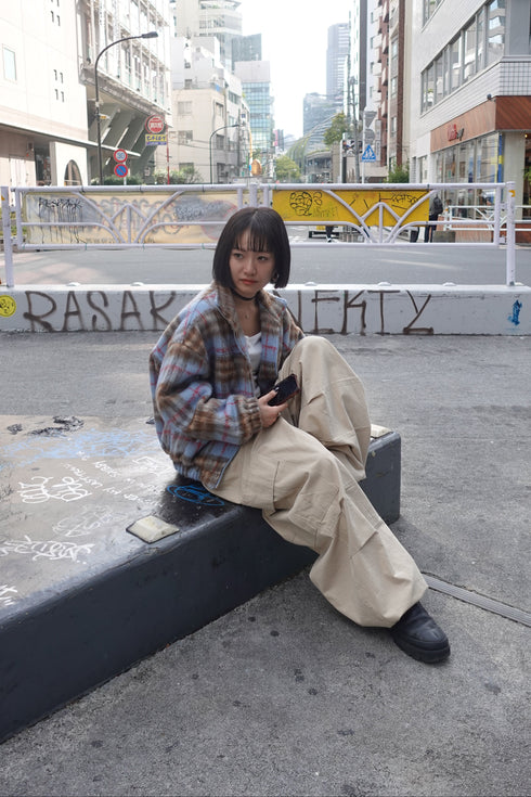 シャギーチェックブルゾン