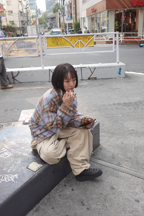 シャギーチェックブルゾン