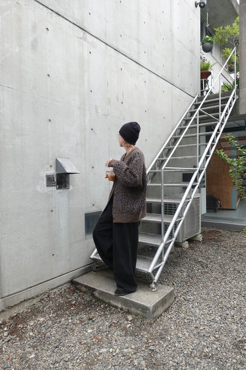 レオパードルーズニットカーデ