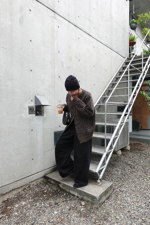 レオパードルーズニットカーデ