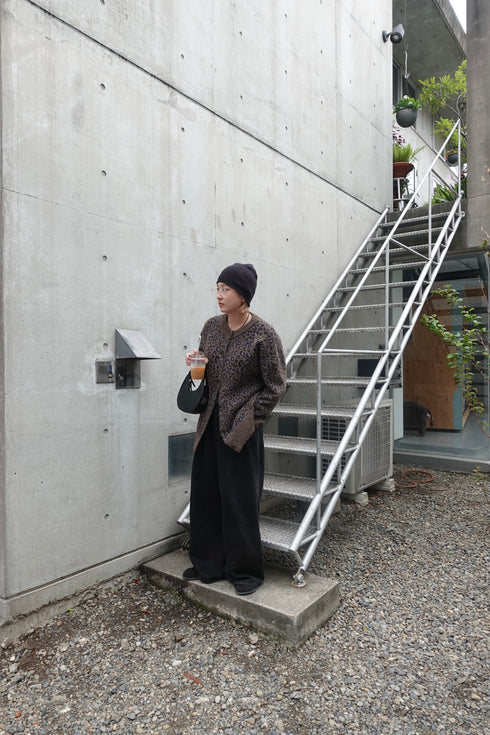 レオパードルーズニットカーデ