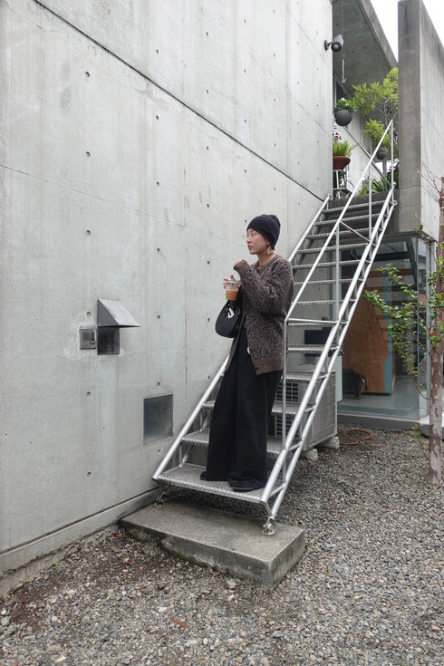 レオパードルーズニットカーデ