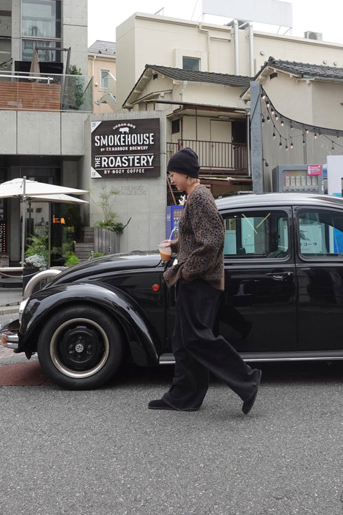 レオパードルーズニットカーデ