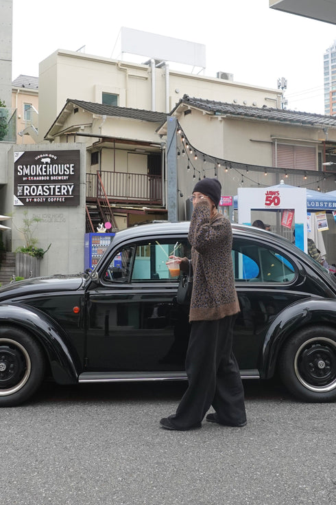 レオパードルーズニットカーデ