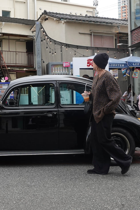 レオパードルーズニットカーデ