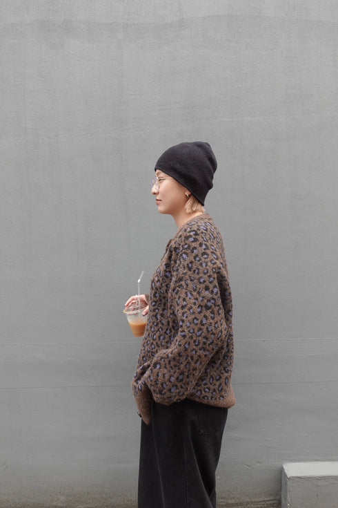 レオパードルーズニットカーデ