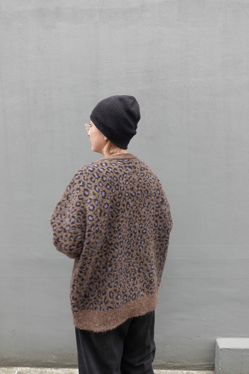 レオパードルーズニットカーデ