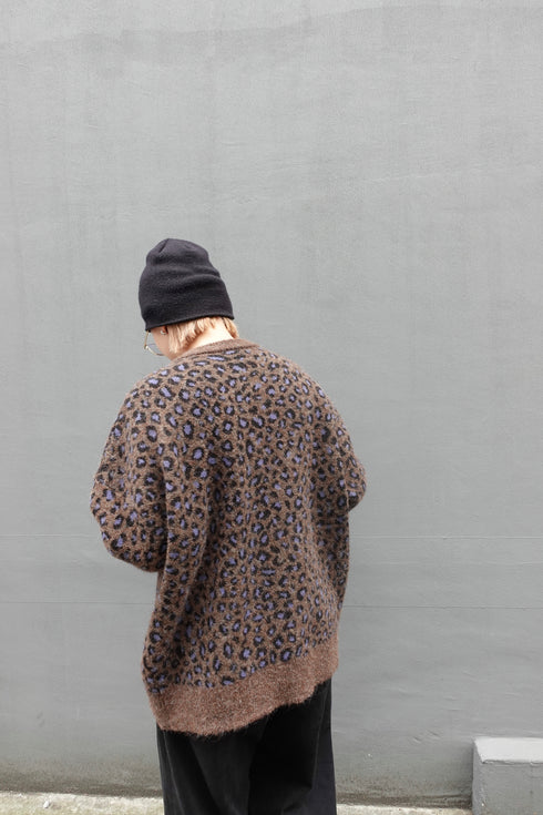 レオパードルーズニットカーデ