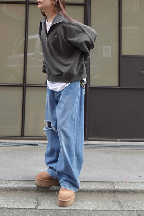 ハーフジップスウェット