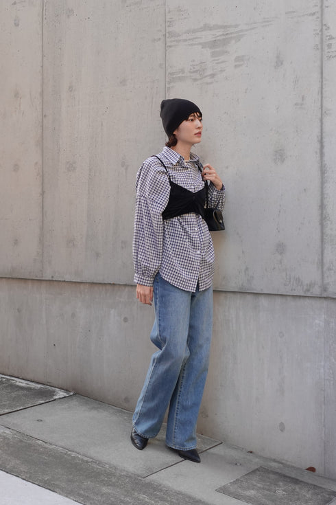ギンガムチェックルーズシャツ