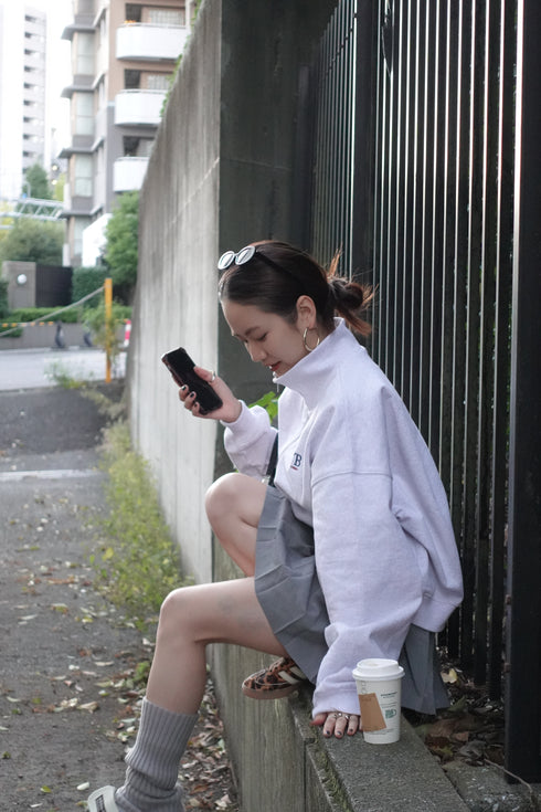 ハーフジップスウェット