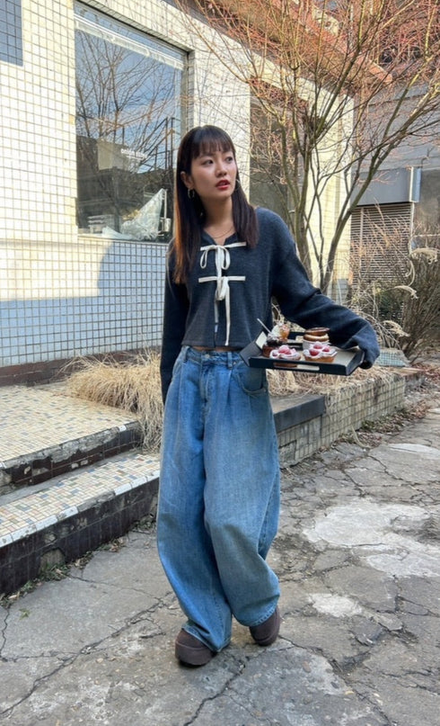 フロントリボンカーディガン