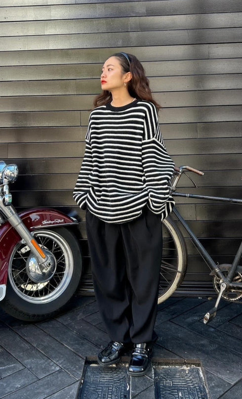 ルーズボーダーニット