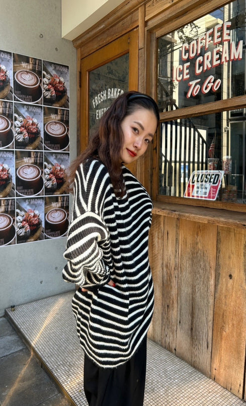 ルーズボーダーニット