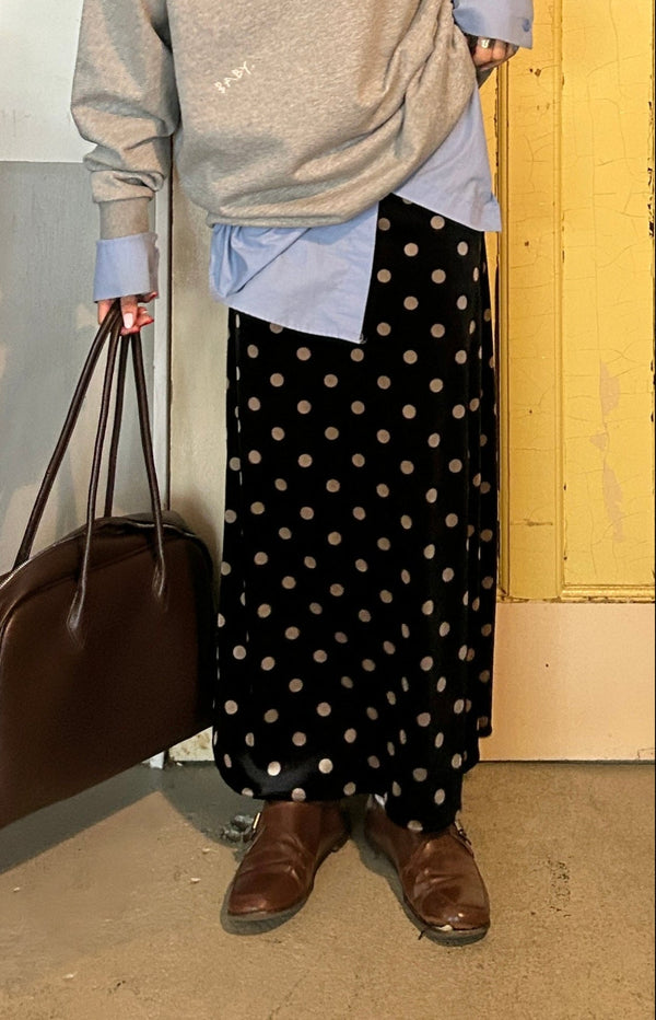 ドットベルベットスカート