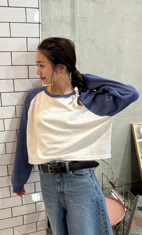 刺繍ラグランロンTee