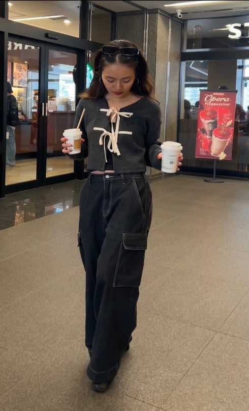 フロントリボンカーディガン