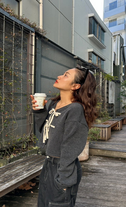 フロントリボンカーディガン