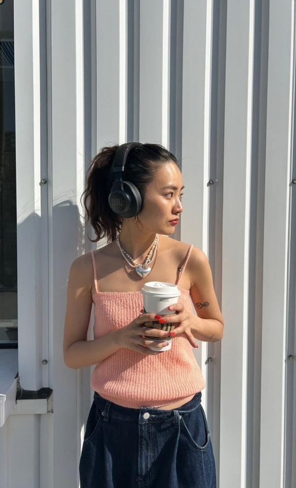 カラーニットキャミ