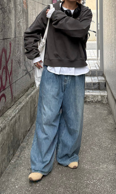 ハーフジップスウェット