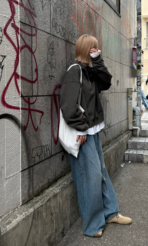 ハーフジップスウェット