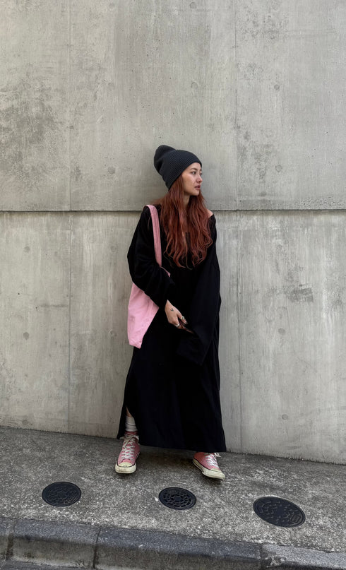 Vネックルーズワンピ