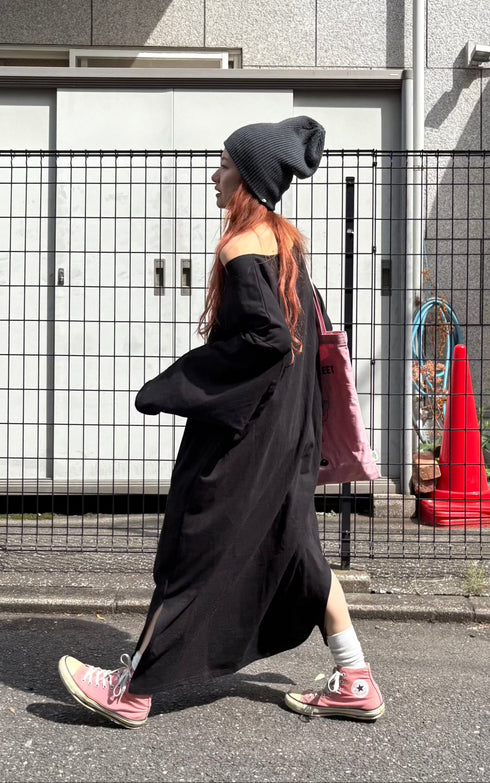 Vネックルーズワンピ