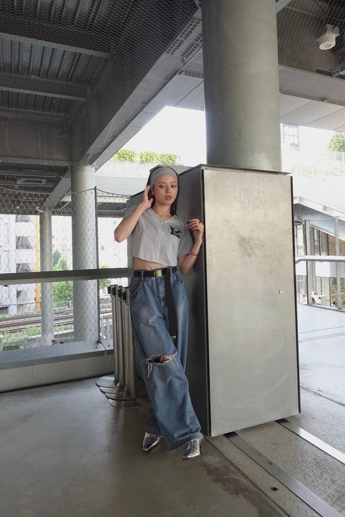 レオパードパッチボーイズデニム