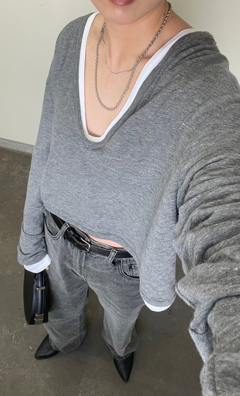 シアーVネックロンTee