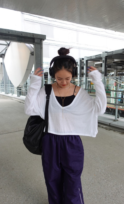 シアーVネックロンTee