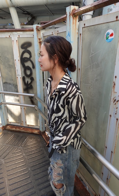 プリントシアーシャツ