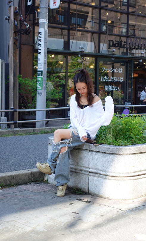 シアーVネックロンTee