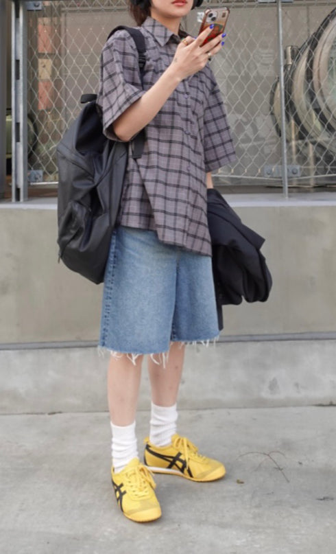 チェックハーフスリーブシャツ