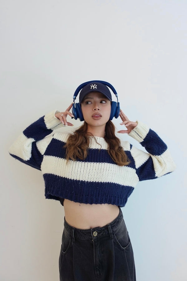 ボーダーショートニット